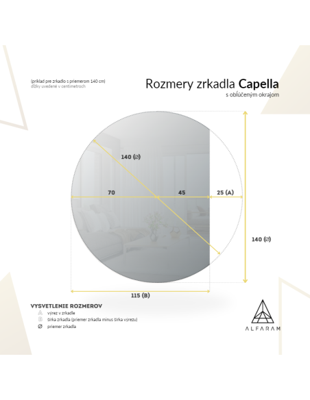 Kúpeľňové zrkadlo okrúhle so skoseným bokom s podsvietením - CAPELLA LED SKOSENÝ BOK