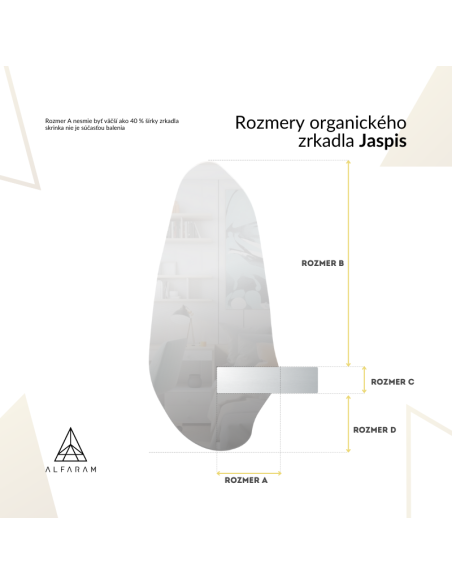 Zrkadlo s nepravidelným tvarom s výrezom pre skrinku so svietením - JASPIS LED