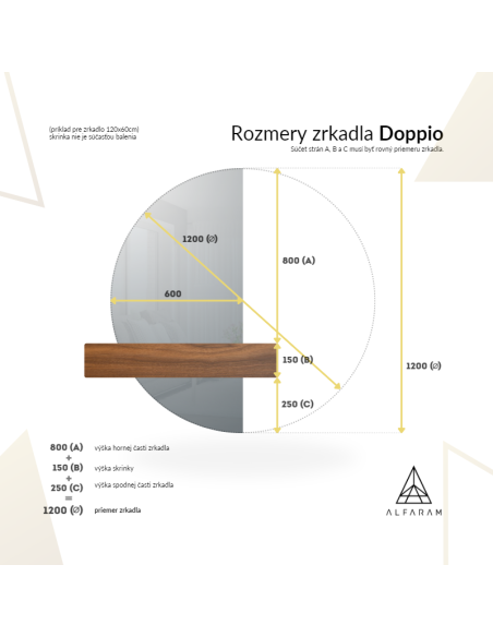 Polkruhové zrkadlo v dvoch častiach v ráme s podsvietením - DOPPIO V RÁME LED