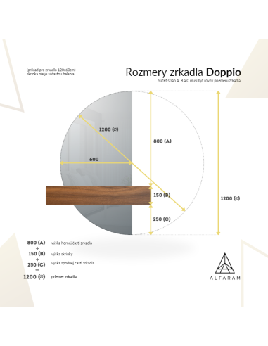 Kúpeľňové polkruhové zrkadlo z dvoch...