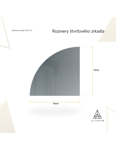 Zrkadlo štvrtkruhu v ráme s osvetlením - ŠTVRTKA V RÁME LED