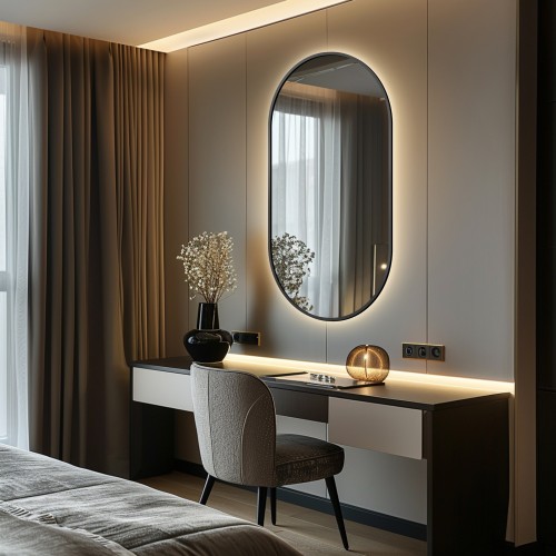 Oválne zrkadlo v čiernom...