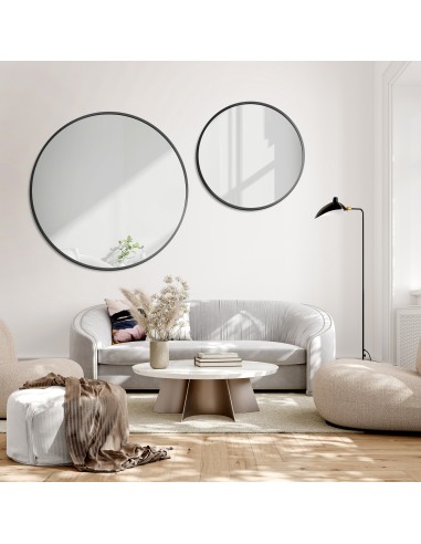 Okrúhle zrkadlá s čiernym rámom MDF...