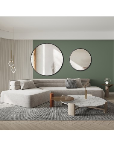 Okrúhle zrkadlá s čiernym rámom MDF...