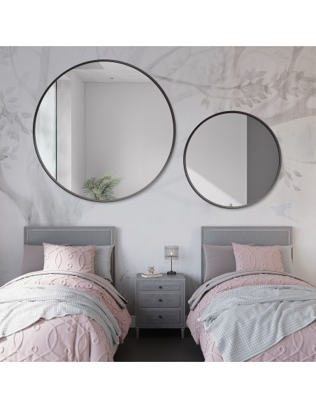 Okrúhle zrkadlá s čiernym rámom MDF SLIM - OTYLIA SÚPRAVA - farba rámu podľa vášho výberu