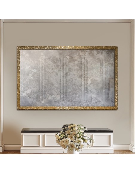 Luxusné nástenné zrkadlo so zlatým rámom a postaršenou zrkadlovou plochou – 8002002 – JULIA SILVER