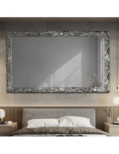 Elegantné nástenné zrkadlo v striebornom ráme s grafitovou zrkadlovou plochou – CLAUDE GRAPHITE