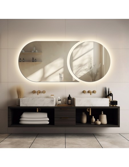 Moderné dvojdielne kúpeľňové zrkadlo s osvetlením - APOLLO LED