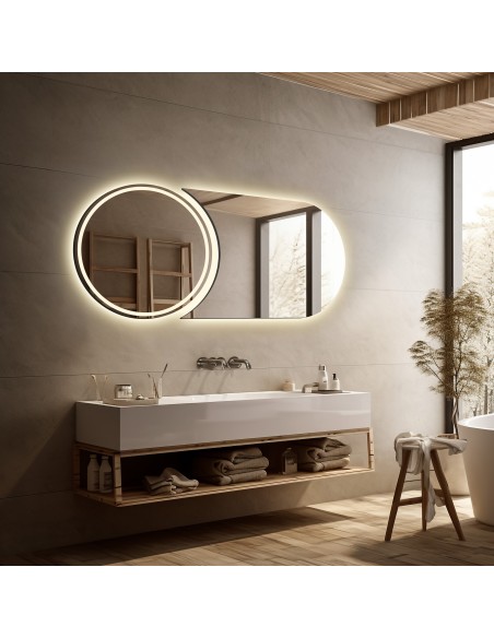 Moderné dvojdielne kúpeľňové zrkadlo s osvetlením - APOLLO LED II