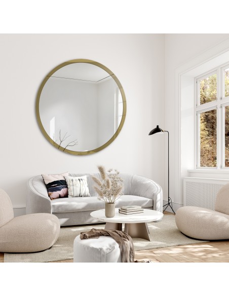 Okrúhle zrkadlo v ráme so zlatým leskom - BELLA