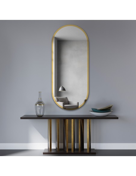 Oválne zrkadlo v zlatom lesklom ráme - BONITA