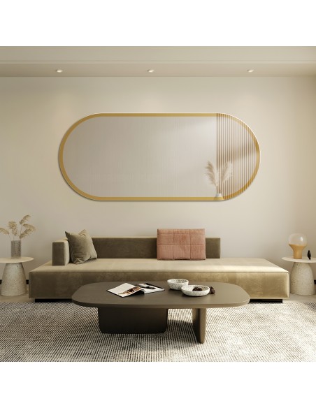 Oválne zrkadlo v zlatom lesklom ráme - BONITA