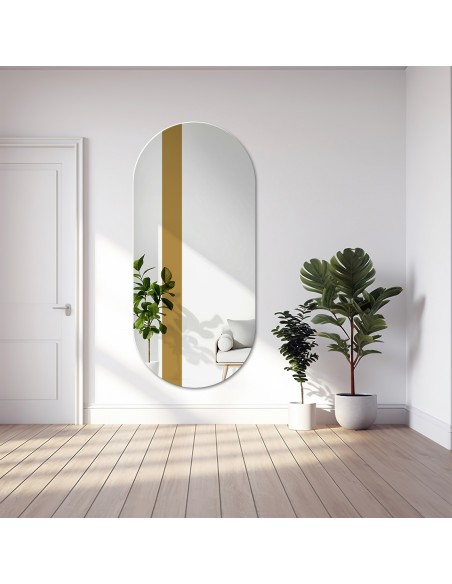 Oválne zrkadlo s ozdobným pruhom v zlatom lesku - EMMA