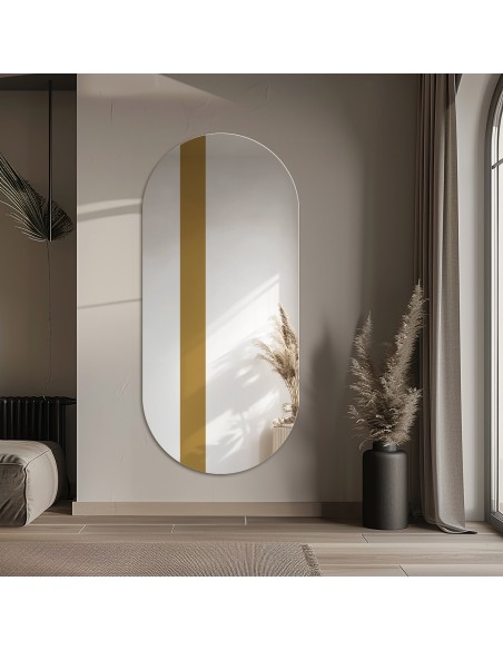 Oválne zrkadlo s ozdobným pruhom v zlatom lesku - EMMA