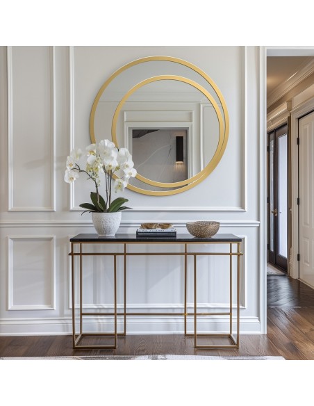 Okrúhle zrkadlo v zrkadle v dvojitom MDF ráme - JASMIN