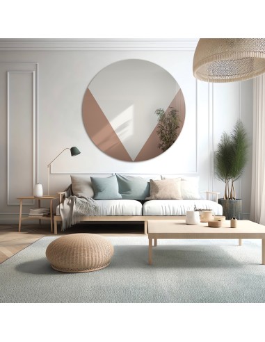 Okrúhle dekoratívne zrkadlo s medenou...