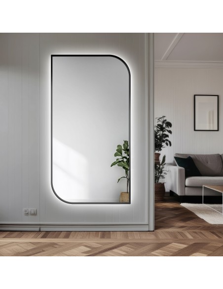 Zrkadlo v čiernom MDF SLIM ráme s osvetlením - SĹZA LED - farba rámu podľa vášho výberu