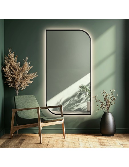 Zrkadlo v čiernom MDF SLIM ráme s osvetlením - SĹZA LED - farba rámu podľa vášho výberu