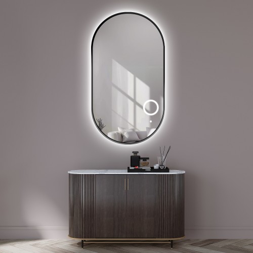 Oválne zrkadlo v ráme s led...