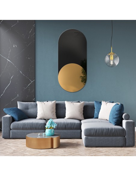 Exkluzívne oválne dekoratívne zrkadlo s čiernym lakobelom - ONYX