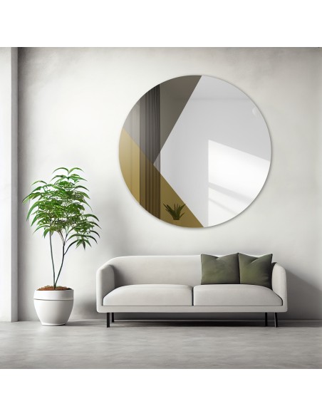 Okrúhle dekoratívne zrkadlo s farebnou panel zlato a hnedá - RONI