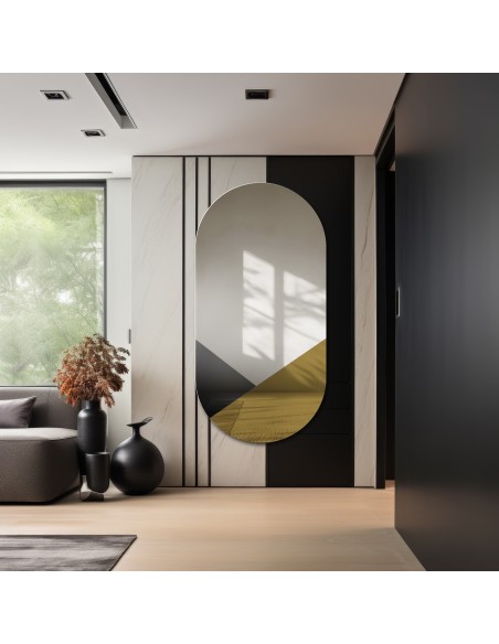 Exkluzívne oválne dekoratívne zrkadlo v čiernej a zlatej farbe - ROYAL