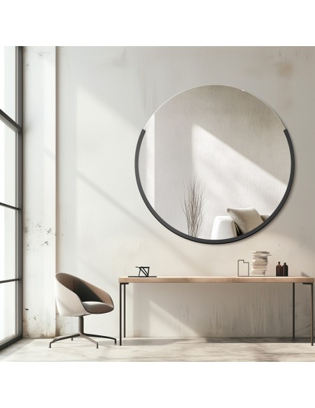 Okrúhle modernistické zrkadlo v MDF ráme - TERA