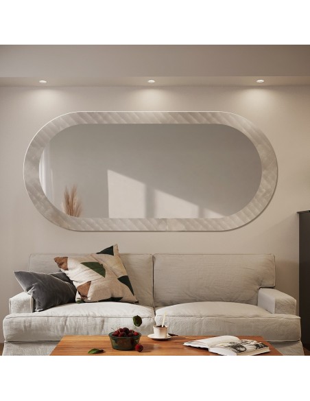 Dekoratívne oválne zrkadlo na ornamentálnom skle Master Soft - LUXORA VESPER