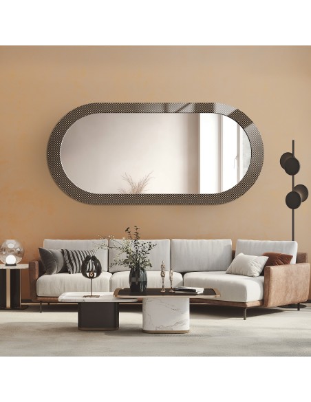 Dekoratívne oválne zrkadlo na ornamentálnom skle Master Point - LUXORA ORNATE