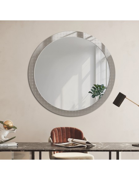 Dekoratívne okrúhle zrkadlo na ornamentálnom skle Master Flex - LUXORA FROSTED