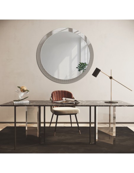 Dekoratívne okrúhle zrkadlo na ornamentálnom skle Master Flex - LUXORA FROSTED