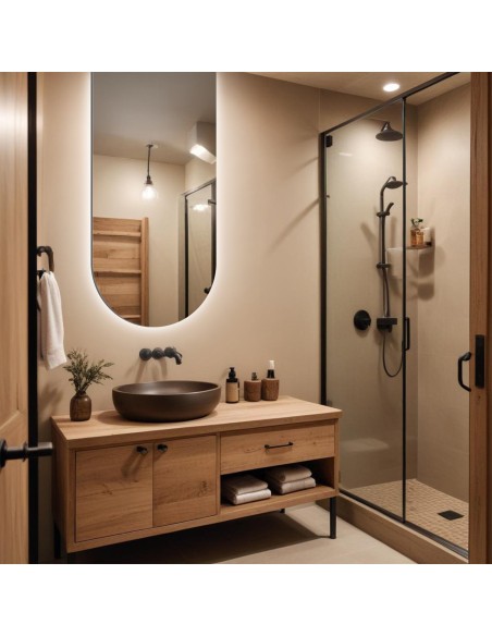 Polovičné oválne kúpeľňové zrkadlo s osvetlením - FRANK LED