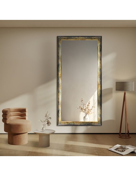 Zrkadlo v zeleno-zlatom drevenom ráme - 5401001