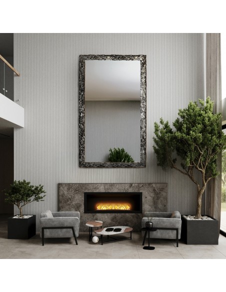Luxusné nástenné zrkadlo v bohato zdobenom grafitovom ráme - 9003003