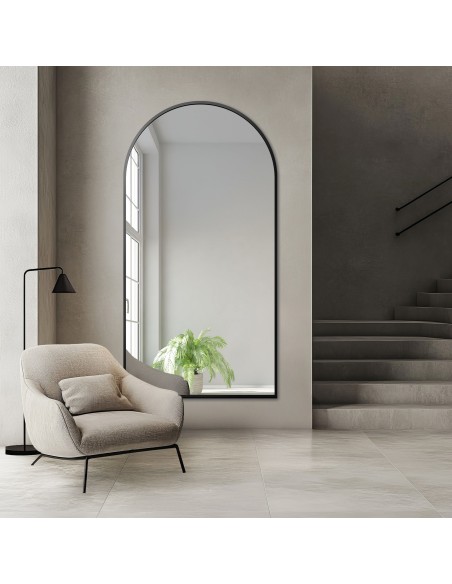 Polovičné oválne zrkadlo v čiernom MDF SLIM ráme - DOMI - farba rámu podľa vášho výberu