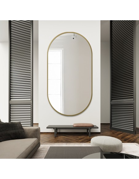Oválne zrkadlo v zlatom MDF ráme SLIM - OLI - farba rámu na výber
