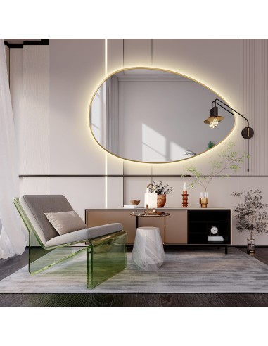 Organické zrkadlo v zlatom MDF SLIM ráme s osvetlením - ZOE LED - farba rámu podľa vášho výberu