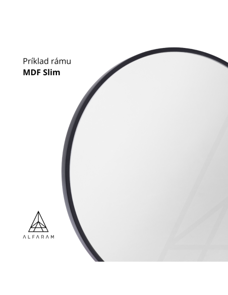 Oválne zrkadlo v čiernom MDF SLIM ráme s osvetlením - OLI LED - farba rámu podľa vášho výberu