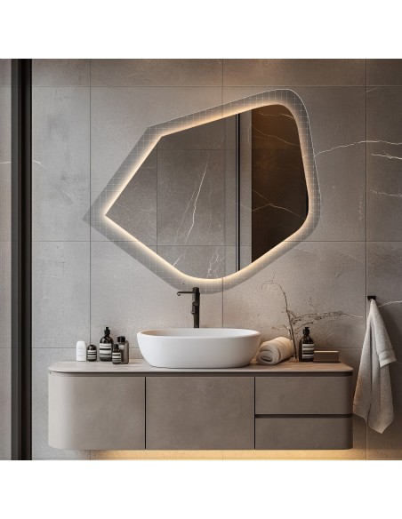 Zrkadlo na ornamentálnom skle Master Flex s podsvietením - LUXORA PRISTAL LED