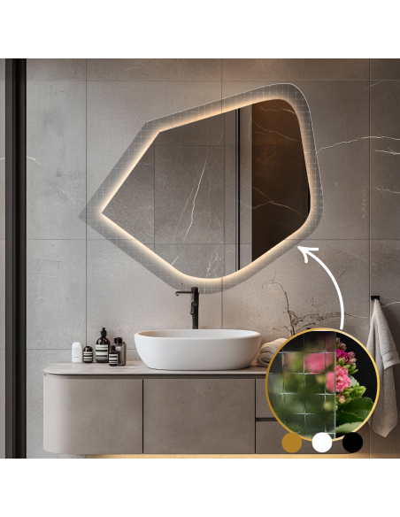 Zrkadlo na ornamentálnom skle Master Flex s podsvietením - LUXORA PRISTAL LED