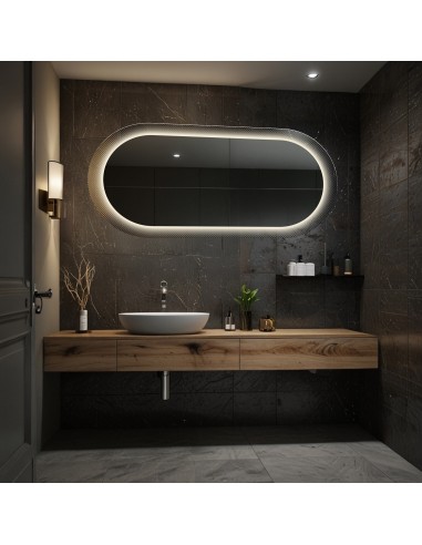 Oválne zrkadlo na ornamentálnom skle...