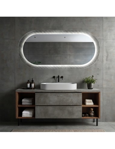 Oválne zrkadlo na ornamentálnom skle...