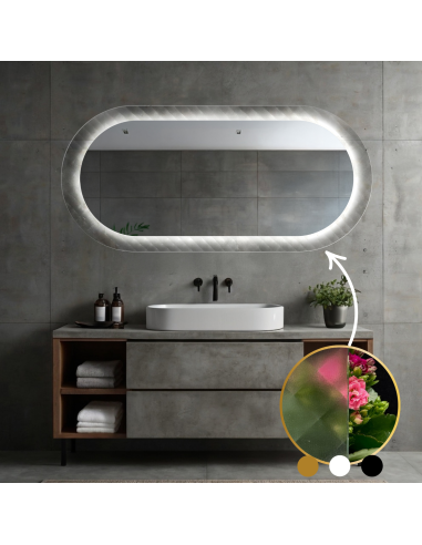 Oválne zrkadlo na ornamentálnom skle...