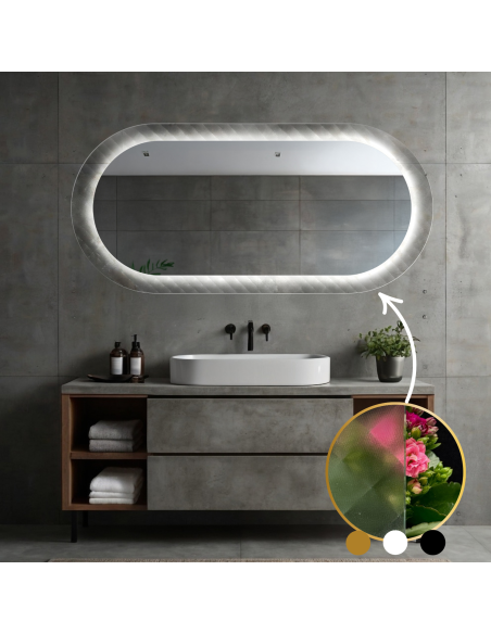 Oválne zrkadlo na ornamentálnom skle Master Soft s podsvietením - LUXORA VESPER LED