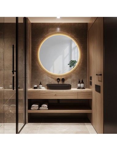 Okrúhle zrkadlo na ornamentálnom skle...