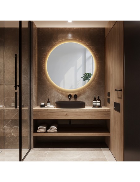 Okrúhle zrkadlo na ornamentálnom skle Master Flex s podsvietením - LUXORA FROSTED LED