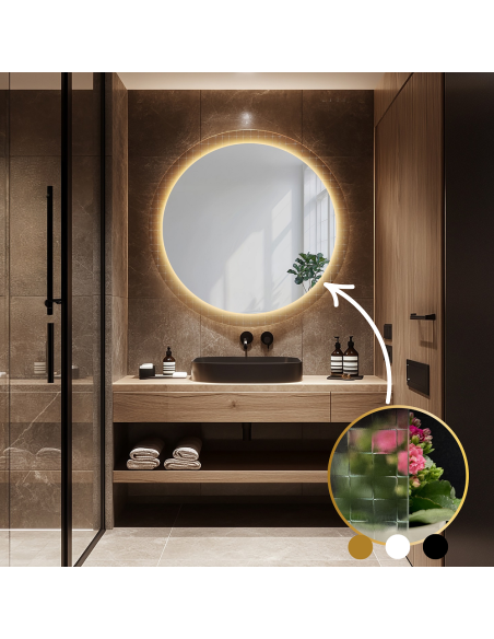 Okrúhle zrkadlo na ornamentálnom skle Master Flex s podsvietením - LUXORA FROSTED LED