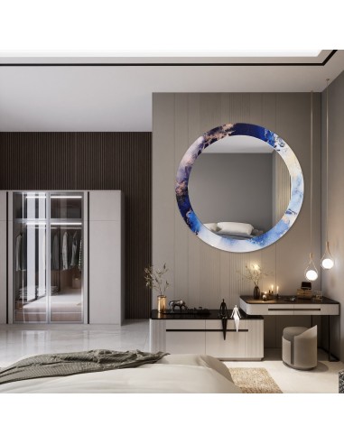 Okrúhle zrkadlo na modrom mramore –...