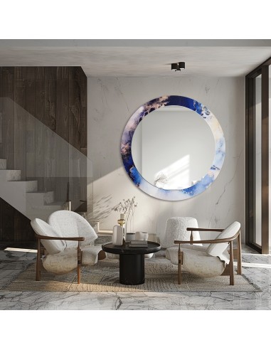 Okrúhle zrkadlo na modrom mramore –...