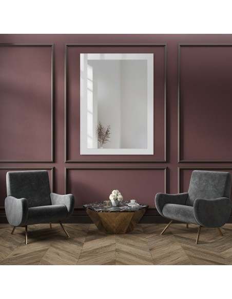 Dekoratívne obdĺžnikové zrkadlo na ornamentálnom skle Master Point - LUXORA SOLEIL